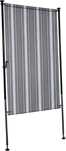 ANGERER Balkonsichtschutz Exklusiv grau, 150 cm | Senkrechtmarkise für Sicht- und Sonnenschutz, Montage ohne Bohren, ideal für Mietwohnungen, Made in Germany, waschbarer Stoff