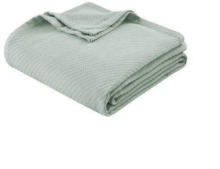 Madison Park Liquid Cotton Luxury Blanket Premium Soft Cozy 100% Ring Spun Cotton For Bed, Couch or Sofa, King, Sea Foam