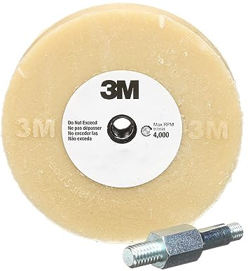 3M Stripe Off Wheel Adhesive Remover Eraser Wheel Removes Decals, Stripes, Vinyl, Tapes and Graphics 4” diameter x 5/8” thick 3/8-16 threaded mandrel 07498 Pack of 1