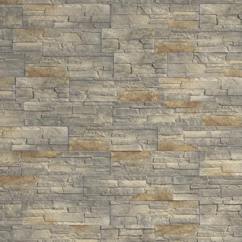 Stegu Fosillo - Piastrella per rivestimento in calcestruzzo, effetto pietra naturale, rivestimento murale interno esterno, sabbia | 330 x 92 mm