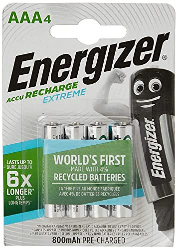 Energizer 638629 Extreme Batteria Ricaricabile, 800 mAh, (4 Pezzi)