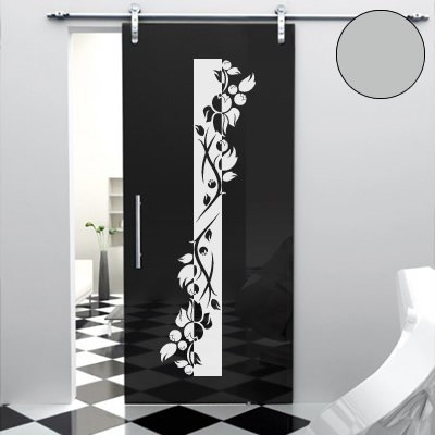 A443 Tür-/Wandtattoo Blumen Banner 180cm x 54cm hellgrau (erh. in 40 Farben und 7 Größen)
