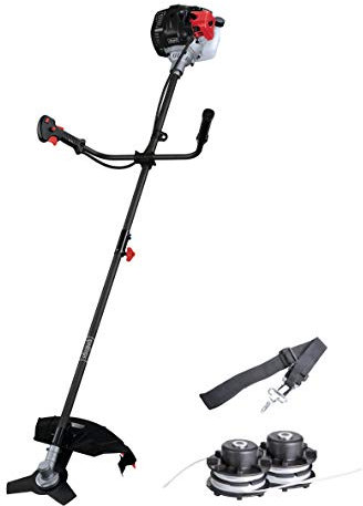 Scheppach Benzin Motorsense BCH3300-100PB mit 2 Spulen | 2in1 Freischneider, Rasentrimmer | 1,22PS Leistung | Schnittbreite 430/255mm | Anti-Vibration, Schaft 150cm | mit Tippautomatik & Schultergurt