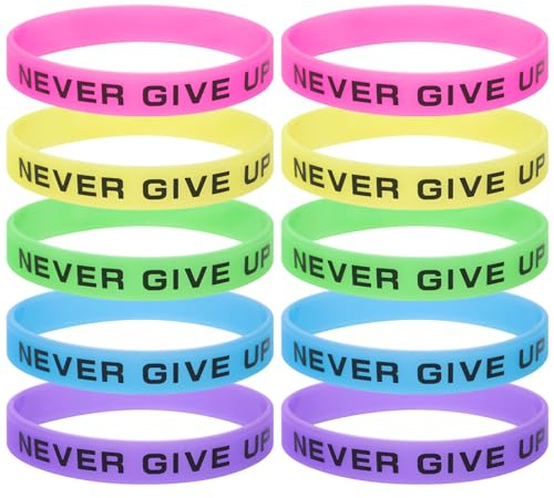 GOGO 10 st Never Give Up silikonarmband lyser i mörkret gummiarmband fest gummiband