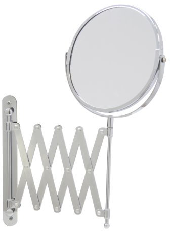 axentia Vergrößerungsspiegel in Silber, rostfreier Wandspiegel doppelseitig mit 3- und 1-facher Vergrößerung, Badezimmerspiegel ausziehbar, verchromter Schminkspiegel, ca. 16 x 56 cm