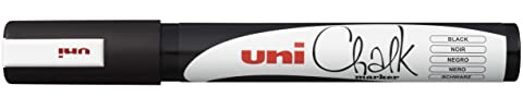 uni-ball 186299 - Fenster- & Kreidemarker UNI CHALK PWE-5M, 1,8 - 2,5 mm, Rundspitze, schwarz