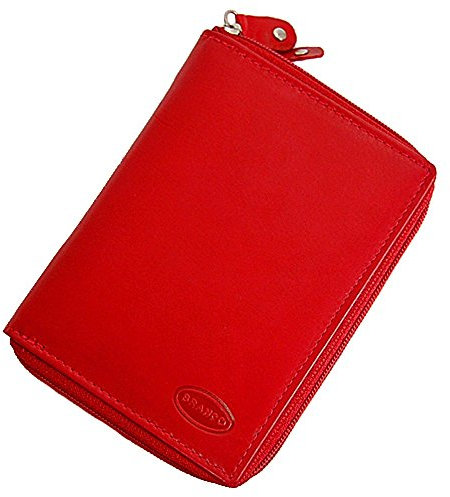 Branco funktionale Leder Damen Reißverschluss Geldbörse Geldbeutel Portemonnaie GoBago (Rot)