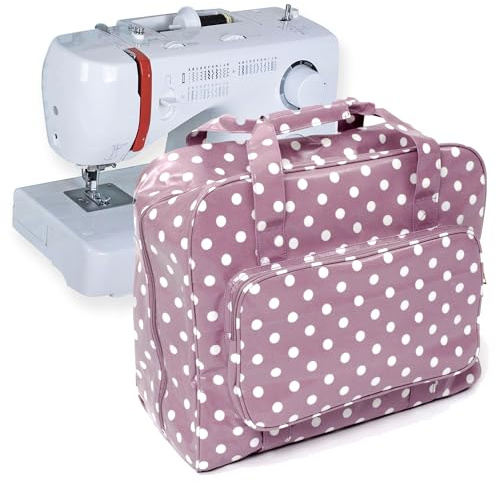 Hobby Gift Borsa per Macchina da Cucire - Borsa Imbottita Resistente con Chiusura a Zip, Borsa Grande Impermeabile per Trasporto e Accessori da Cucito - 43 x 37 x 20 cm, Pois Malva
