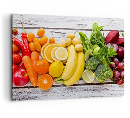 ARTTOR Leinwandbild 100x70cm Wandbild Küche - 2888 | Essen Gemüse Frisch Groß Wanddekoration Wohnzimmer Schlafzimmer Küche Wanddeko Wand Kunstdruck Wandkunst Wall Decor ARTTOR