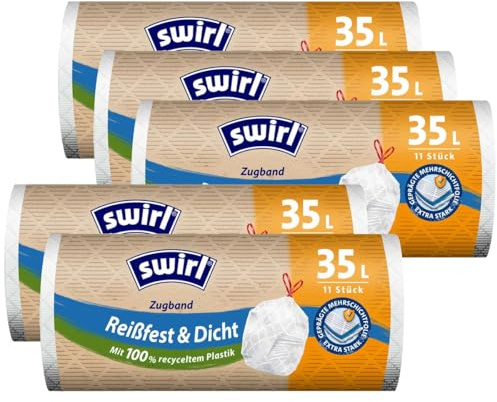 5x Swirl Zugband Müllbeutel 35L (15 stk./ Rolle)