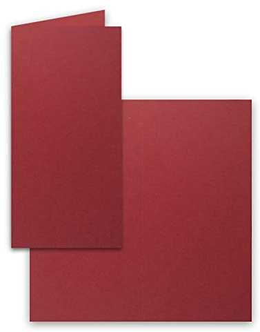 50x Falt-Karten DIN Lang - Dunkelrot (Rot) - 10,5 x 21 cm - Blanko Doppelkarten - Klappkarten für Einladungen und Grußkarten zu Weihnachten und Geburtstag