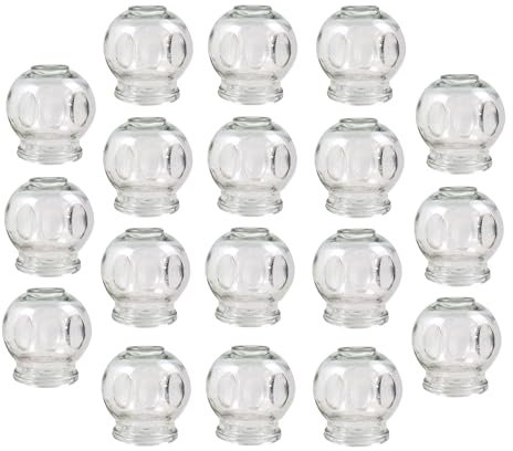 Schröpfen Set aus Glas (Feuerschröpfen) Schropfglas Schröpfgläser, Vakuum Massage für Muskelentspannung und Schmerzlinderung, Therapie Entgiftung Alternative Medizin, Cupping Banki (18 Stück, 7,5 cm)