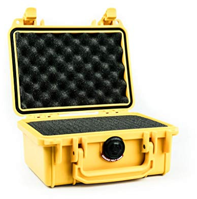 PELI 1120 Maleta profesional para cámara réflex digital SLR a prueba de golpes, IP67 estanca2L de capacidad, fabricada en EE.UU., con espuma personalizable, color amarillo