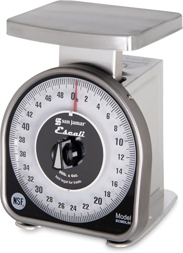 San Jamar Escali Analog Food Scale – SCMDL50 Mechanical Food Scale for Kitchens and Restaurants, Easy-Read Dial, Non-Slip Base, 50lb Capacity, 4oz