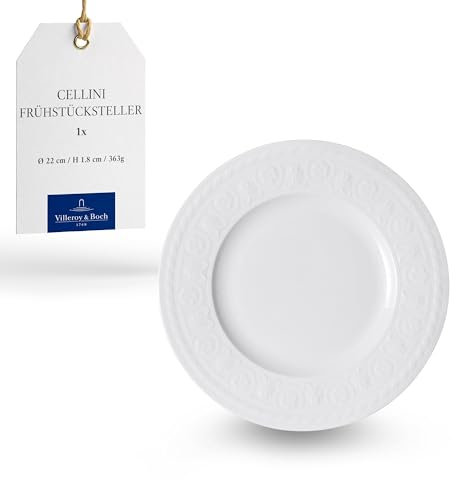 Villeroy & Boch Cellini Plato de desayuno, 22 cm, Porcelana Premium, Blanco