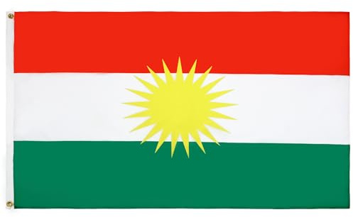 AZ FLAG - Bandera Kurdistán - 150x90 cm - Bandera Kurda 100% Poliéster Con Ojales de Metal integrados - 110g - Colores Vivos Y Resistente A La Decoloración