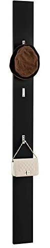 [en.casa] Wandgarderobe Hansnes 165 cm Schwarz mit 3 ausklappbaren Kleiderhaken Elegante Flurgarderobe Platzsparende Hakenleiste Garderobenpaneel Hochglanz