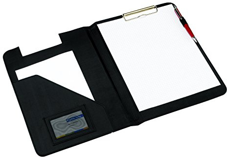 Dokumentmapp skrivmapp svart med integrerad klämbräda portfölj A4, svart, 32,5 x 23 x 1,5 cm, Professionell