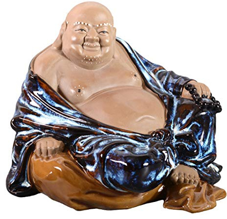 Dekoration Happy Buddha/Figur/Skulptur sitzend 20cm aus Ton, glasiert