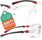 NoCry Schutzbrille mit Durchsichtigen Anti-Beschlag und kratzbeständigen Gläsern, Seitenschutz und Rutschfesten Bügeln, UV-Schutz, EN166/EN170 zertifiziert. Verstellbar (Schwarz & Rot)