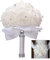 Binnan Bouquet Mariée Fleurs de Soie Artificielle, Fleurs Artificielles Roses Perles de Demoiselle d’Honneur Mariage, Blanc