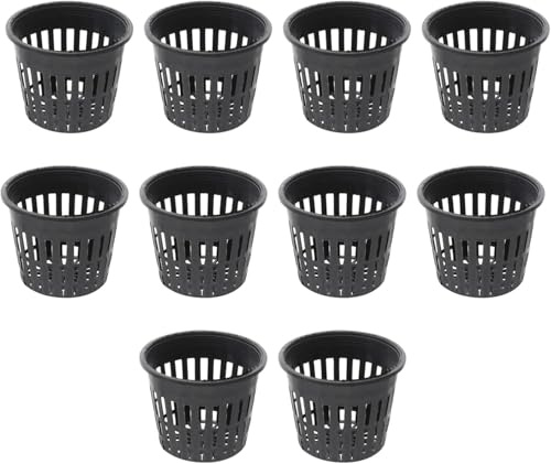 Pflanzkorb, 10pcs Heavy Duty Mesh Pot Net Cup Basket Hydroponic Plant Grow for Hydroponics(schwarz)