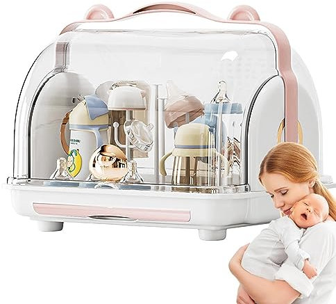Babyflaschen-Trockenbox, transparenter Babyflaschen-Trockenständer, tragbarer Reise-Babyflaschen-Trockenständer, staubdichter Baby-Flaschentrockner, Aufbewahrungsbox für Stillflaschen für Zuhause