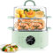 Skyehomo 9.3 L Dampfgarer Elektrisch mit 2 Edelstahl-Dämpfschalen, 1000W Dampfgarer mit 24H Timer, 8 Kochmodi Multifunktionaler Food Steamer, Trockengehschutz, BPA frei