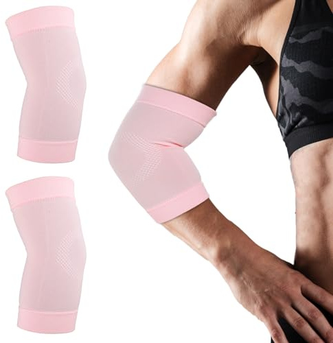 COMNICO Ellenbogenbandage, Kompressionshülse Nylon Tennis Golfer Ellenbogengelenk Unterstützung Sportschutz Armstützhülsen Schmerzlinderung Pads für Damen und Herren (Rosa)