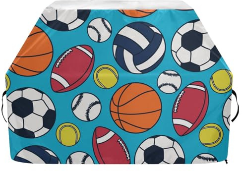 Fundas para barbacoa, cubierta Oxford para Weber, Brinkmann, Char Broil impermeable, resistente al viento, a prueba de desgarros, lindas bolas deportivas coloridas para barbacoa de gas (165 x 63,5 x