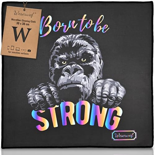 Weserwef® XXL Mikrofasertuch Brillenputztücher in Optikerqualität 30 x 30 cm (Gorilla)