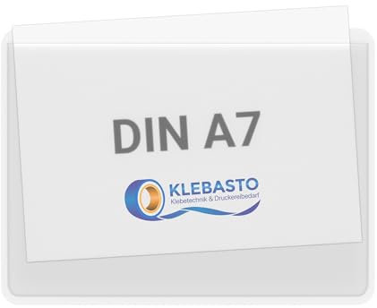 KLEBASTO Selbstklebetaschen | Transparent | Sichttaschen zum Kleben | Infotaschen | Rechtecktaschen (DIN A7 | Breite Seite Offen, 20)