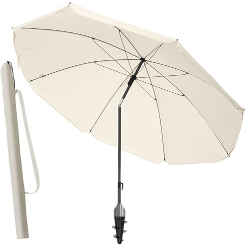4smile Sonnenschirm für Strand und Balkon Ø 180 cm, Beige - UPF 50+ Balkonschirm SunnyJoy, Strandschirm windfest stabil - Zuverlässiger Sonnenschutz Strand, Sonnenschirm mit Schutzhülle