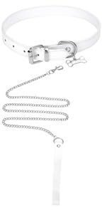 Flongo punk choker halsband dam rosa – justerbart läderhalsband med ben hänge – gotisk krage med söt stil – mjukt konstläder tillbehör för vardag fest gåva flickvän, Einheitsgröße, Metall Metall