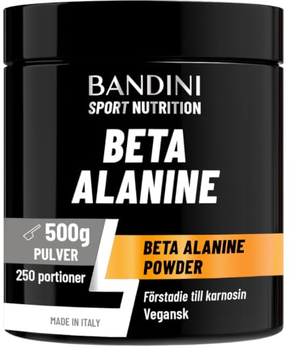 Bandini® Beta Alaninpulver 500 g, 2000 mg per portion, hög dos, 99% ren | vegansk aminosyra, inga tillsatser, neutral smak, lätt att blanda, långvarig tillförsel