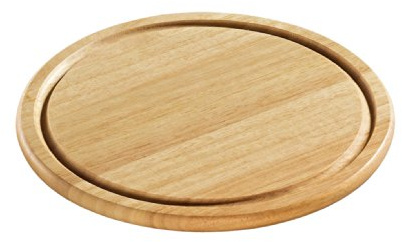 Zassenhaus Käse- und Steakplatte Ø 25 cm, Saftrille, Gummibaumholz | Servierbrett, messerfreundlich, hohe Holzhärte, für Käse, Steak und Antipasti, pflegeleicht, nachhaltig, strapazierfähig