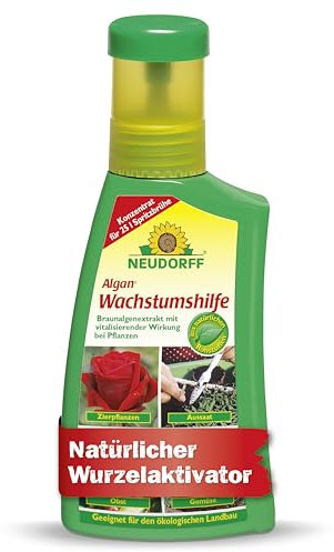 Neudorff Algan Wachstumshilfe – Natürliche Wachstumshilfe für Aussaaten, Gemüse, Obst und Zierpflanzen und kräftigt geschwächte Pflanzen, 250 ml