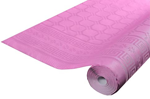 Pro Nappe - Ref R482514I - Mantel de Papel Damasco desechable en Rollo 25 M Largo X 1,20 M Ancho - Color Rosa Caramelo - Papel Damasco con Estampado Universal Chic y clásico