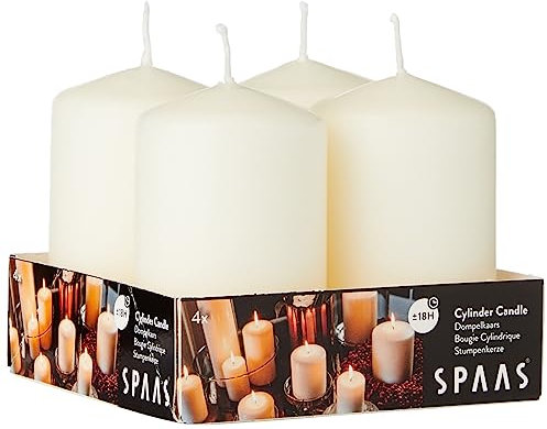 Spaas Unscented Pillar Candle 50/80 mm, ± 18 Hours, Ivory, S0042001037