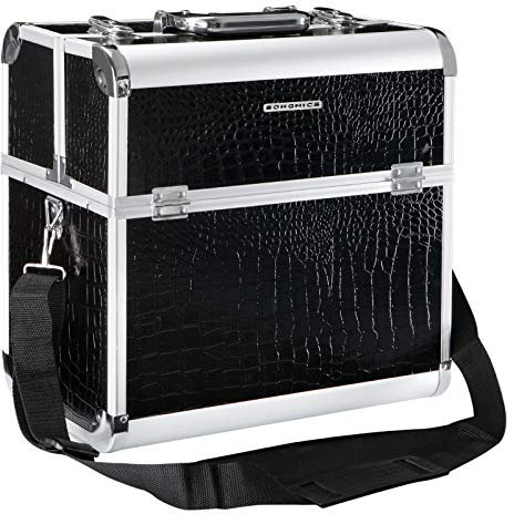 SONGMICS Kosmetikkoffer, Make-up Koffer, Schminkkoffer, Beauty Case, Aufbewahrung für Make up, Nagellack, schwarz JBC229B