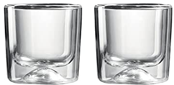 Guzzini - Gocce, Set 2 Bicchieri a Doppia Parete - Trasparente, Ø 6,5 x h6,3 cm | 88 cc - 22300000