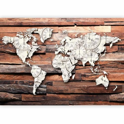murando Papier peint intissé 350x256 cm Décoration Murale XXL Poster Tableaux Muraux Tapisserie Photo Trompe l'oeil bois carte du monde k-A-0028-a-b