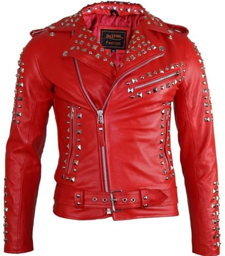 Lederjacke mit Nietenverzierung