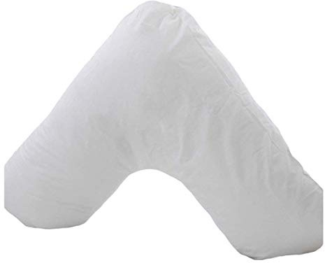UK Care Direct Polycotton V Shaped Pillowcase - Non Allergenic Pack of 1 - Pillowcase Only for Back & Neck, Orthopaedic Support Pillowcases Only - White