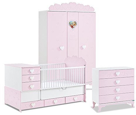 Mitwachsendes Babyzimmer, Babymöbel, Kinderzimmermöbel, Kinderzimmer, Möbel (Little Princess - rosa)