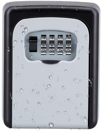 ZHEGE Key Box, Key Safe Wall Mounted, 4 Digit Combination Key Lock Box Outdoor Indoor to Share and Secure Keys for AirBnB Home Garage Office School, Waterproof Lockbox for Spare Key Storage, Grey