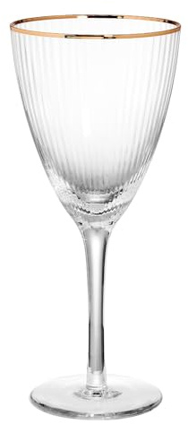 BUTLERS Weinglas 280 ml Kristallglas - GOLDEN TWENTIES - | Farbe Durchsichtig - Weinkelch für Weißwein - Stielglas für Rosé - Handbemalter Goldrand im Art-Déco-Design