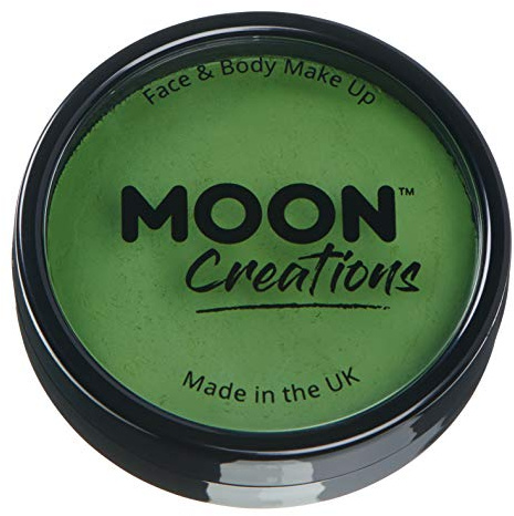 Moon Creations Pro Gesichts- und Körper-Make-up, professionelle Farbfarben-Kuchentöpfe für Gesichtsfarbe, Kostüme, Feste, Halloween für Kinder, Erwachsene (Grasgrün, 36 g)