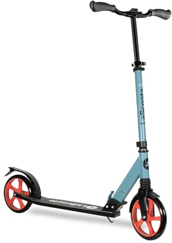 Lascoota Adult 2-Wheel Kick Scooter - Smooth Ride Kick Scooter for Adults - Foldable Design Fits in Backpack - Front Suspension System - Fusion Blue, 220 lb Capacity