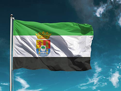 Oedim Pack 5 Banderas de Extremadura 85x150cm | Reforzada y con Pespuntes | Bandera de Extremadura con 2 Ojales Metálicos y Resistente al Agua